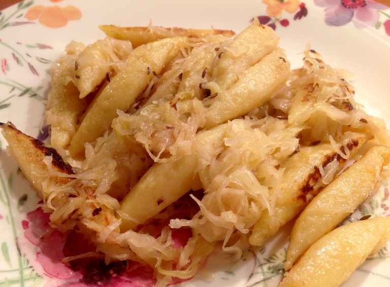 Potato noodles and sauerkraut